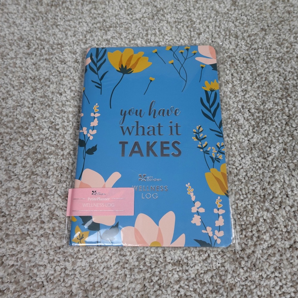 Erin Condren PetitePlanner Wellness Log Blue Floral‎ You Have What It Takes New